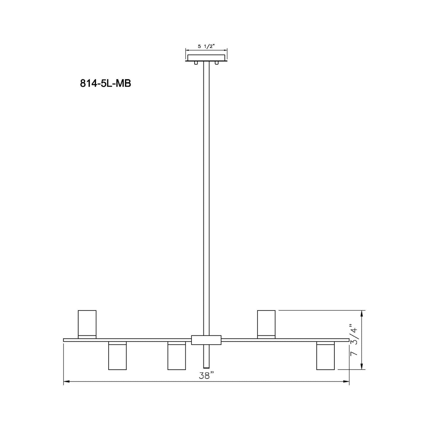 Calumet Linear Chandelier - line drawing.