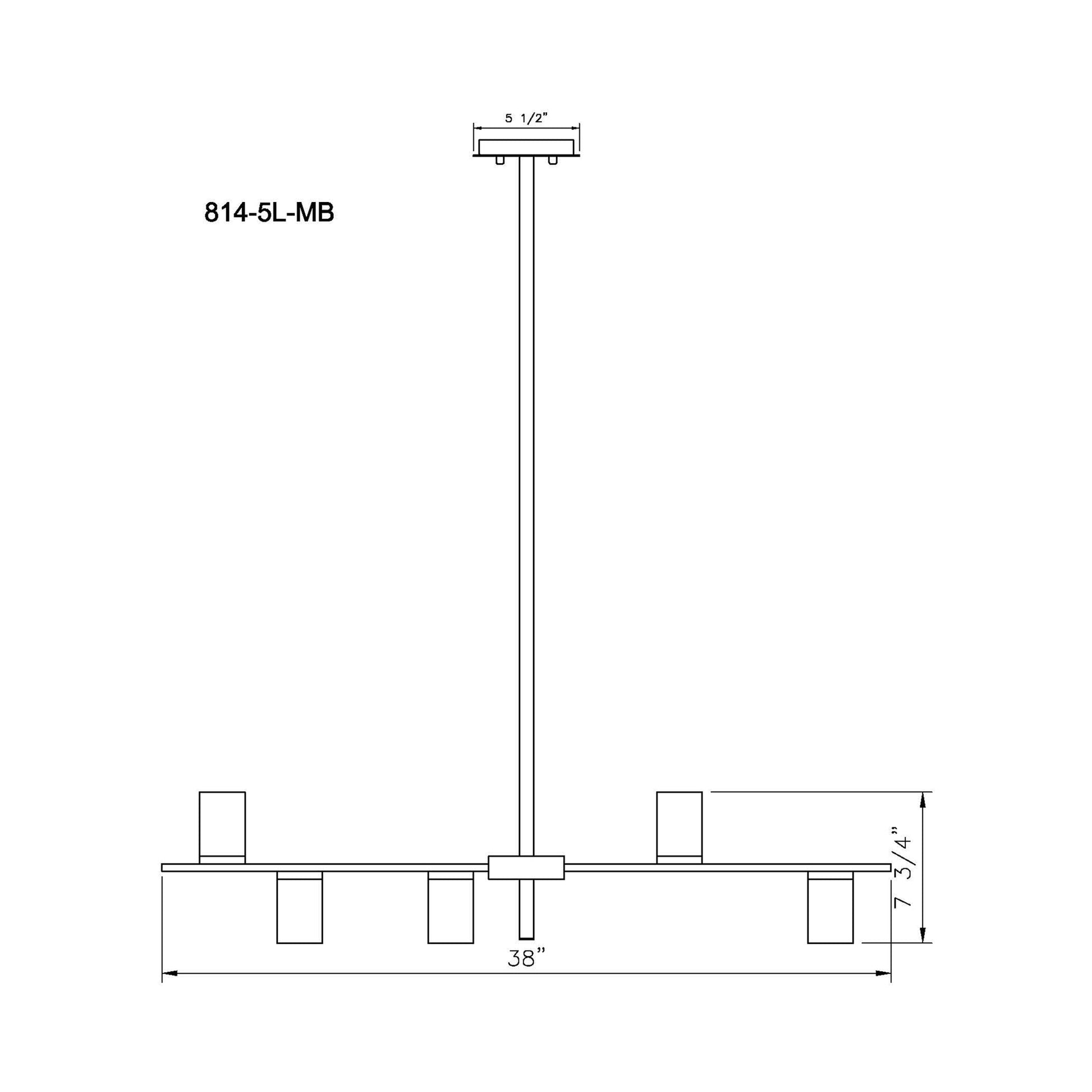 Calumet Linear Chandelier - line drawing.