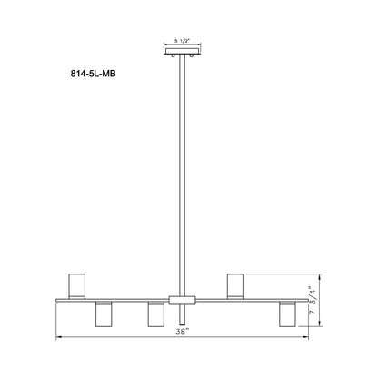 Calumet Linear Chandelier - line drawing.