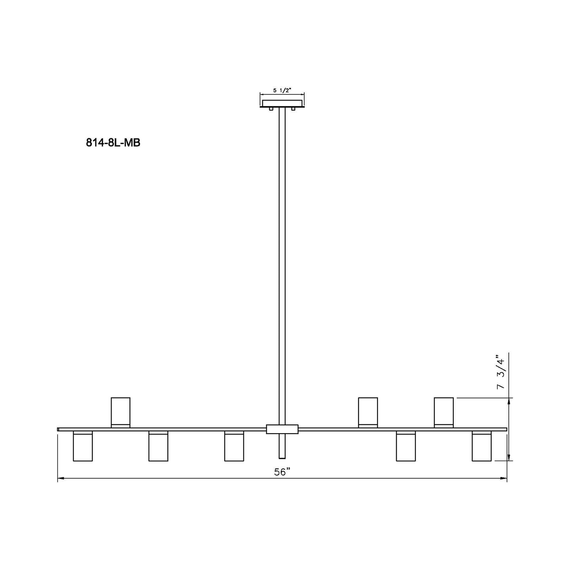Calumet Linear Chandelier - line drawing.