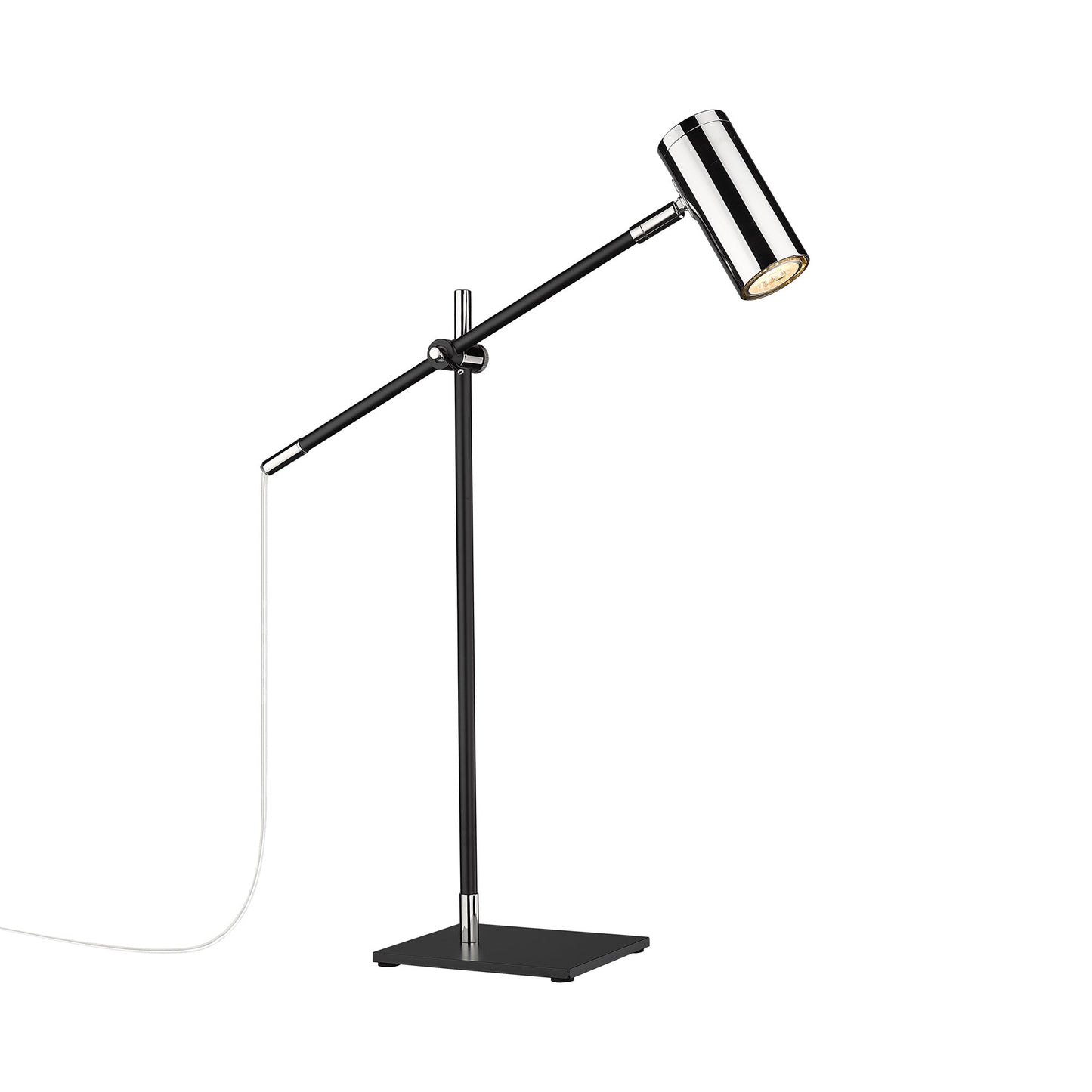 Calumet Table Lamp in Matte Black/Polished Nickel.