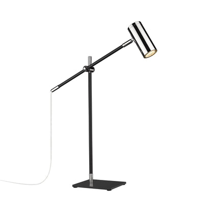 Calumet Table Lamp in Matte Black/Polished Nickel.