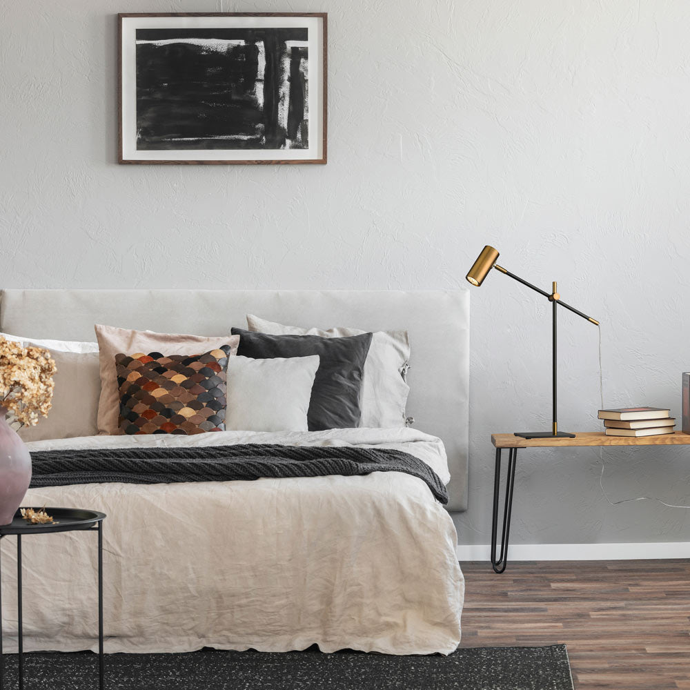 Calumet Table Lamp in bedroom.