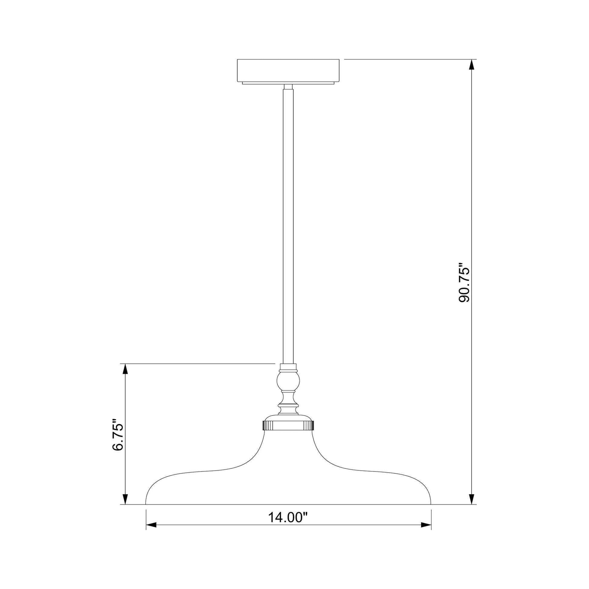 Camden Pendant Light - line drawing.