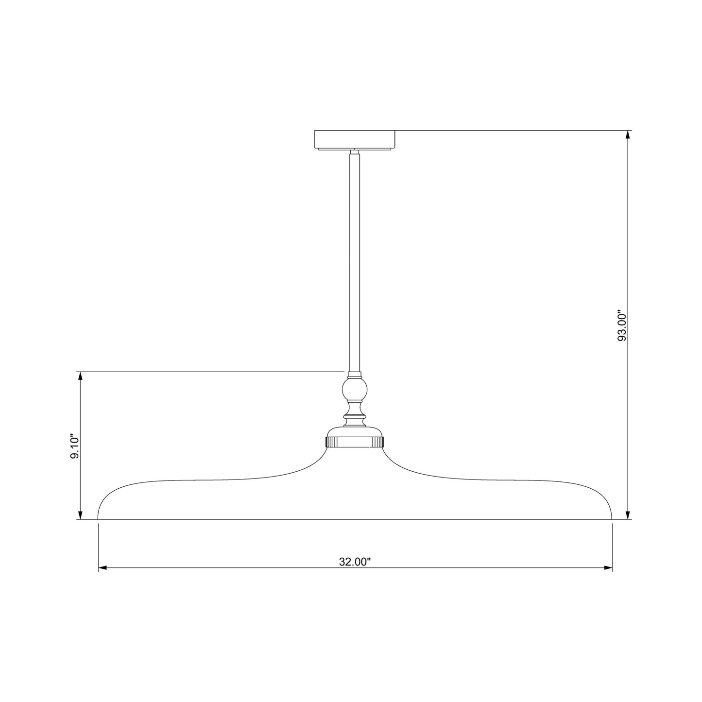 Camden Pendant Light - line drawing.