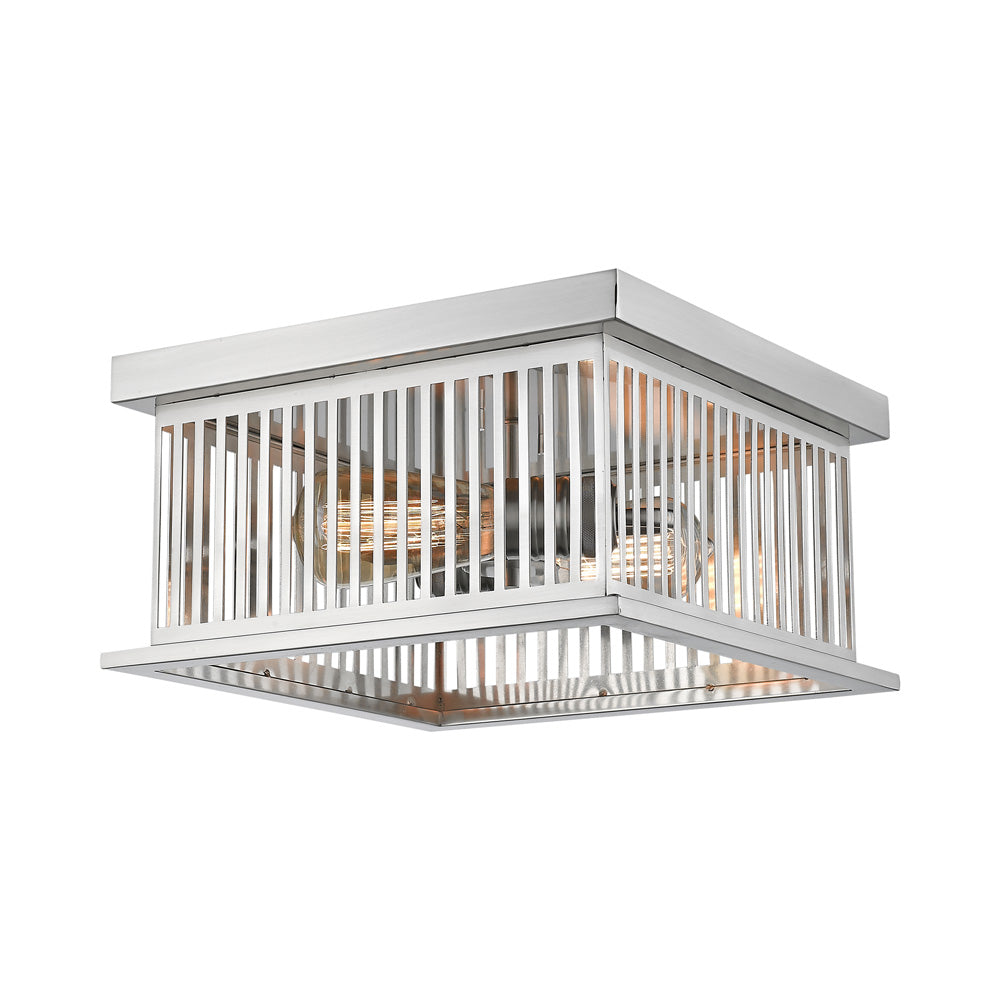 Camellia Square Flush Mount Ceiling Light in Brushed Nickel.