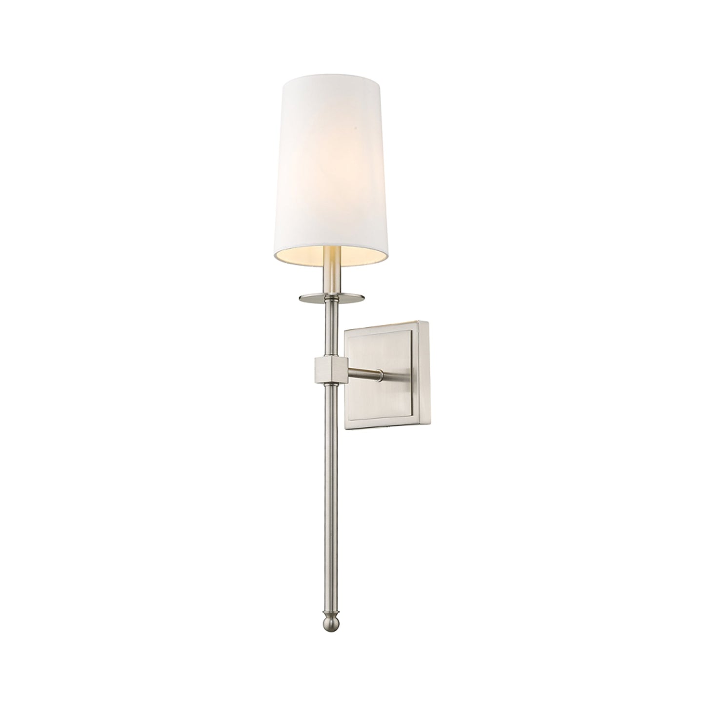 Camila Wall Light in Brushed Nickel/White.