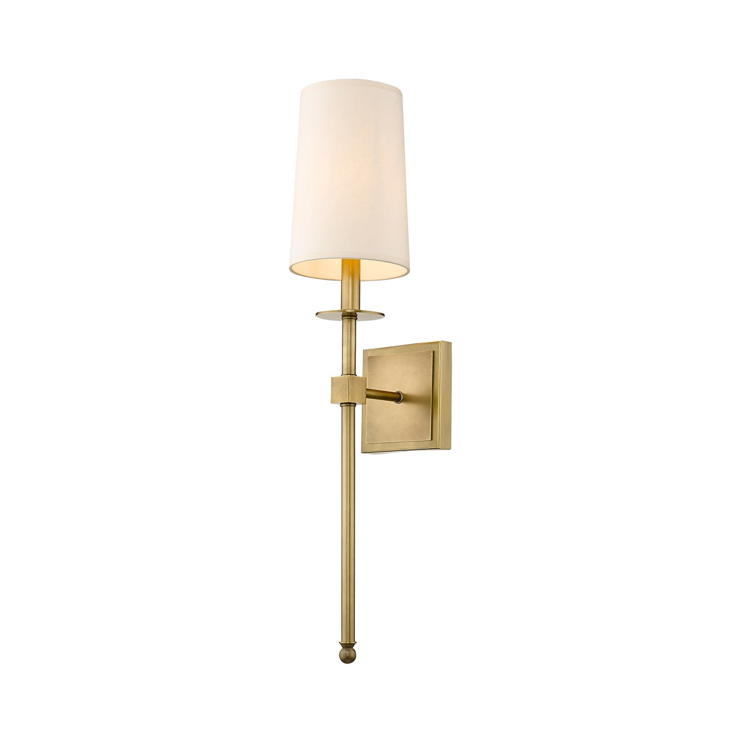 Camila Wall Light in Rubbed Brass/Beige.