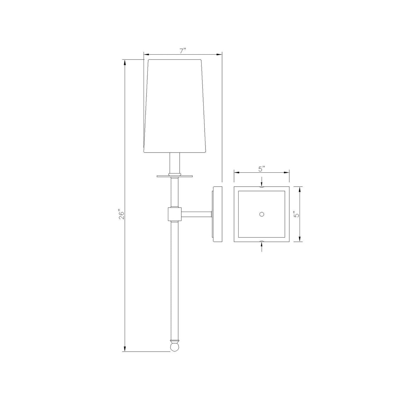 Camila Wall Light - line drawing.
