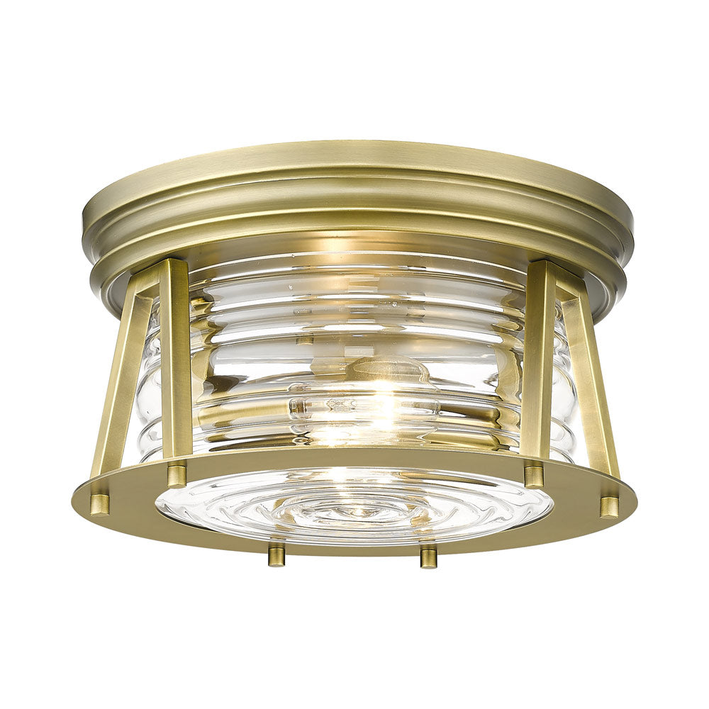 Cape Harbor Flush Mount Ceiling Light in Rubbed Brass (12-Inch).