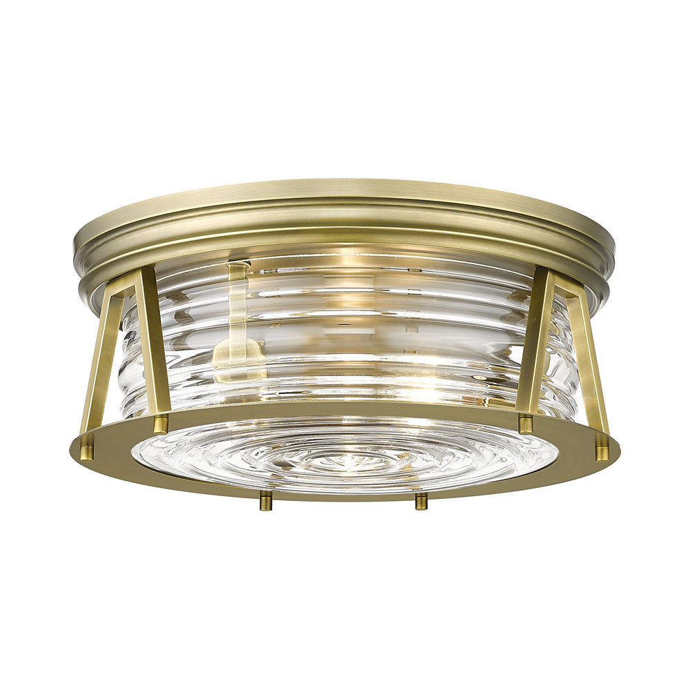 Cape Harbor Flush Mount Ceiling Light in Rubbed Brass (16-Inch).