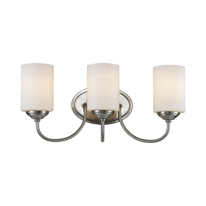 Cardinal Bath Vanity Light in Brushed Nickel (3-Light).