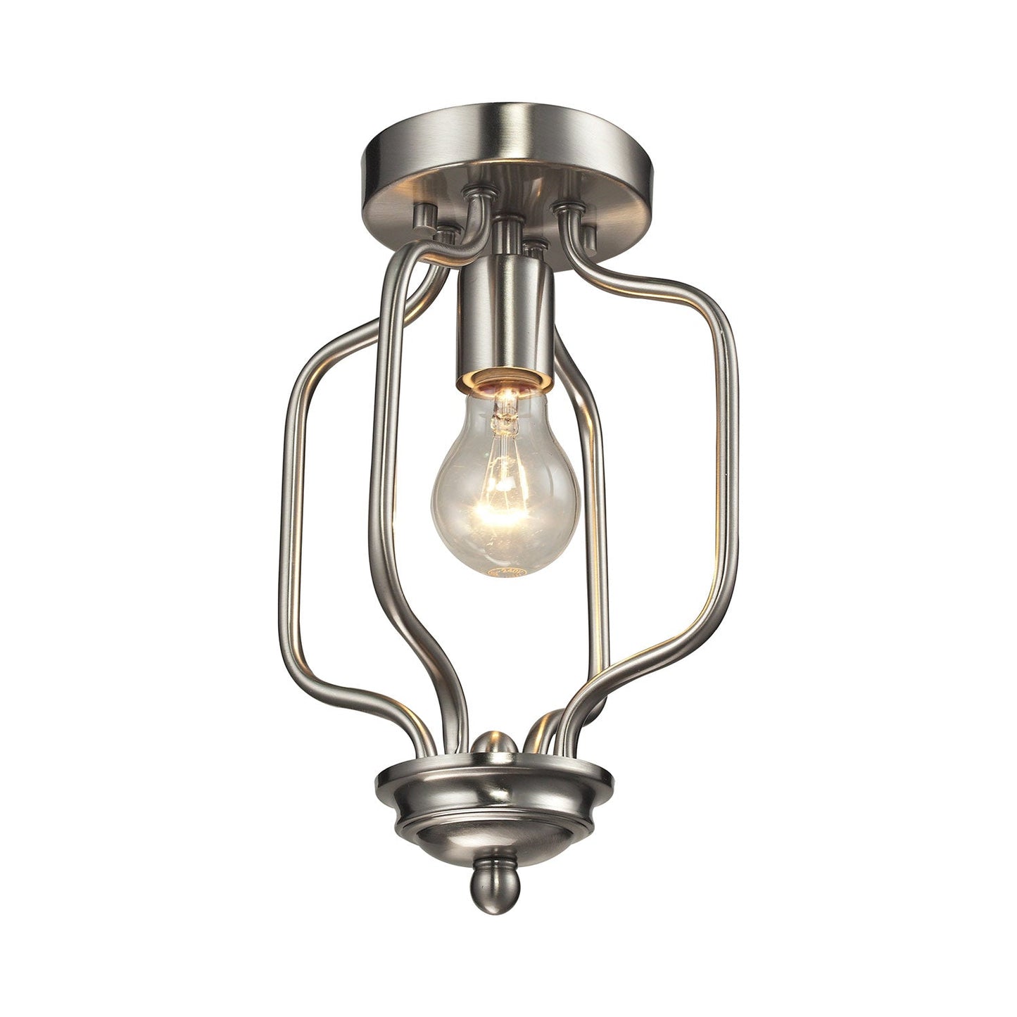 Cardinal Curved Flush Mount Ceiling Light in Brushed Nickel.