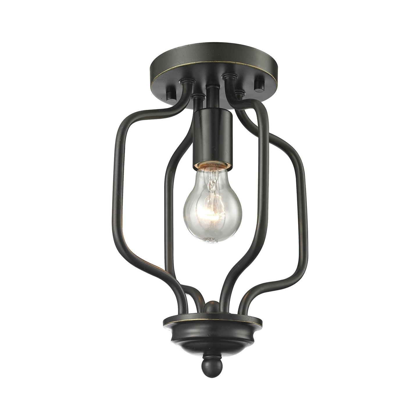 Cardinal Curved Flush Mount Ceiling Light in Olde Bronze.