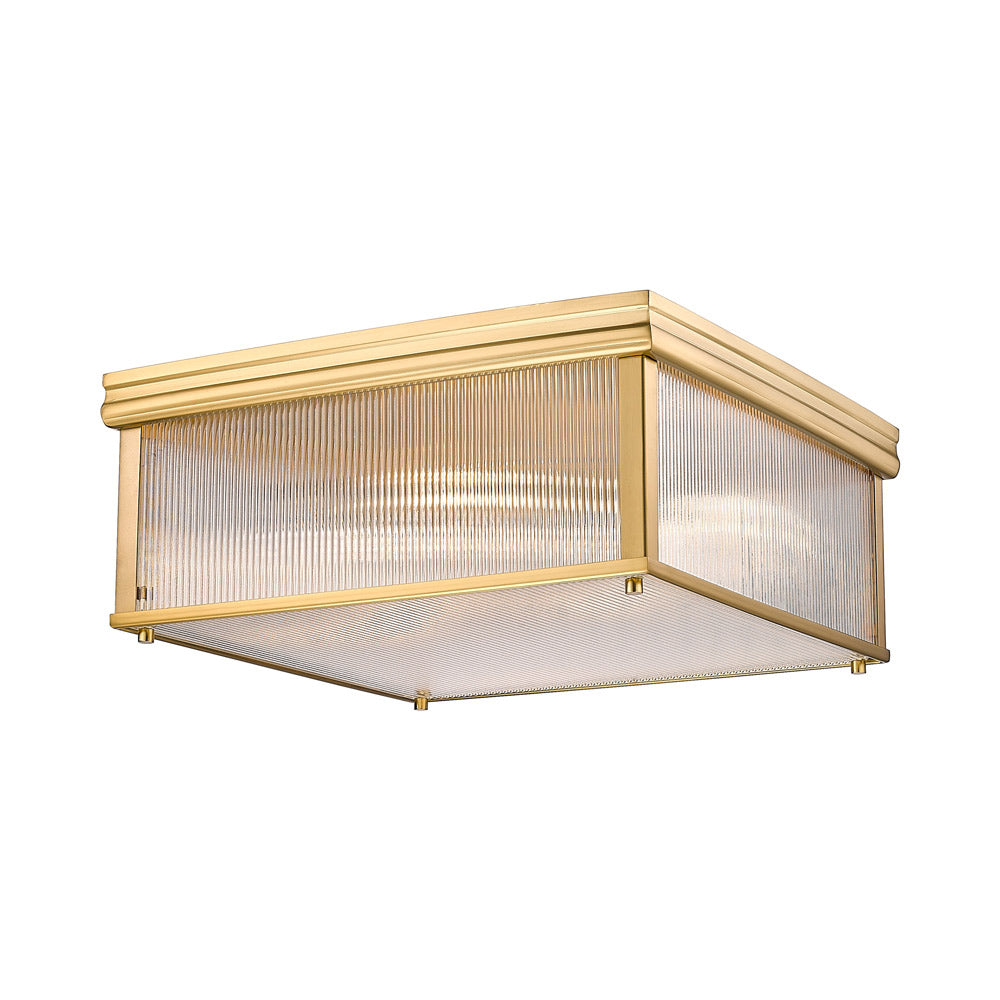 Carnaby Square Flush Mount Ceiling Light in Modern Gold (18-Inch).