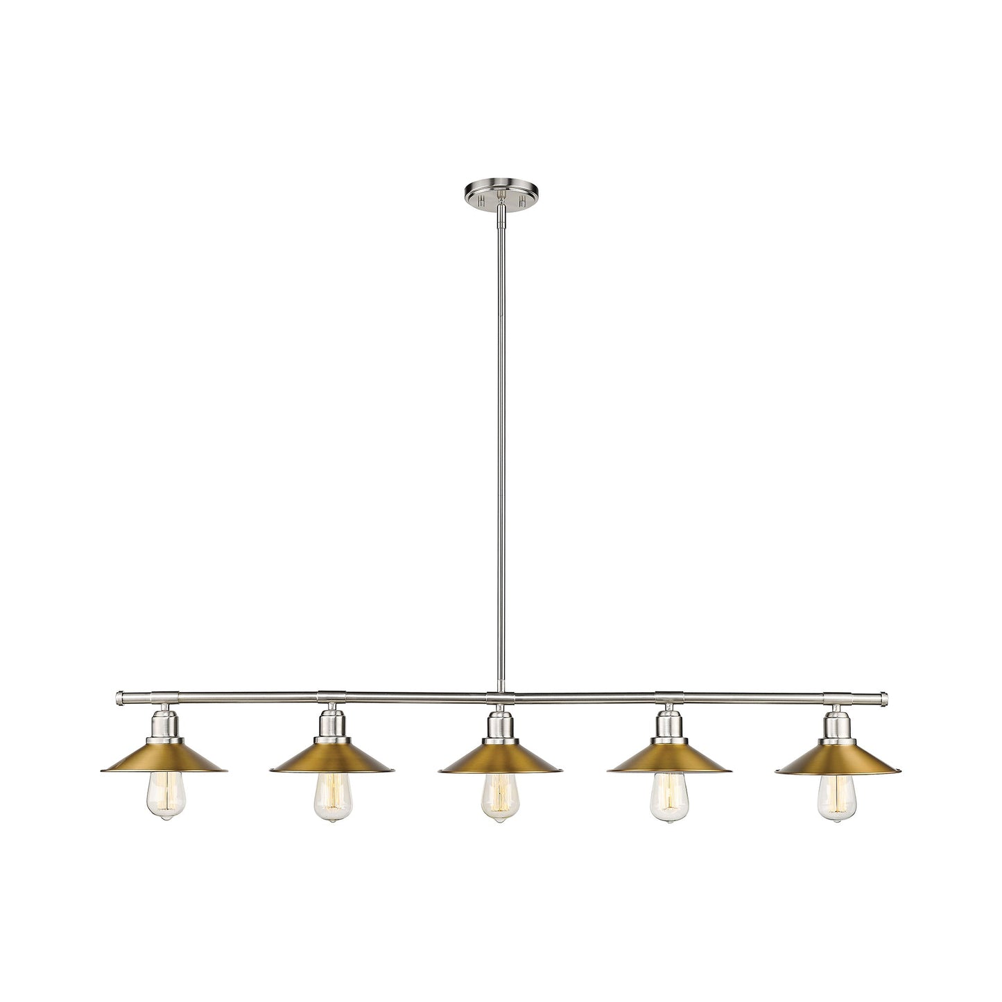 Casa Linear Chandelier in Brushed Nickel/Factory Brass.