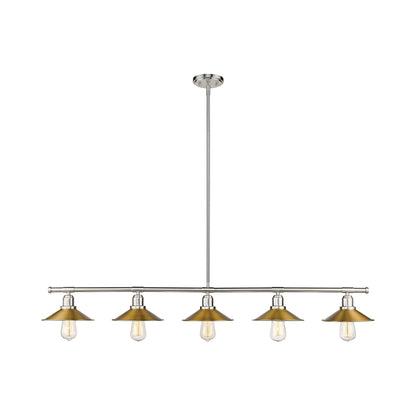 Casa Linear Chandelier in Brushed Nickel/Factory Brass.