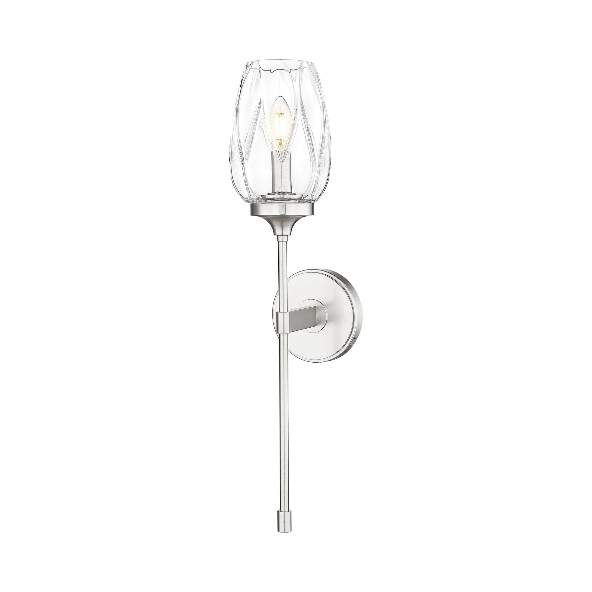 Cassian Wall Light in Brushed Nickel.