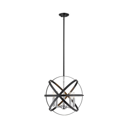 Cavallo Pendant Light in Hammered Black/Chrome (5-Light).