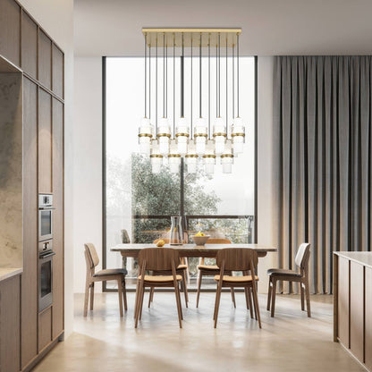 Cayden Linear Chandelier in dining room.