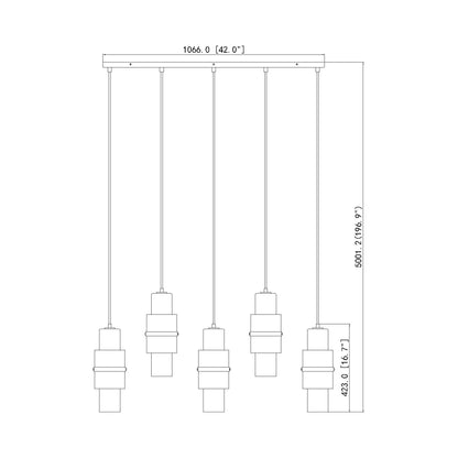 Cayden Linear Chandelier - line drawing.