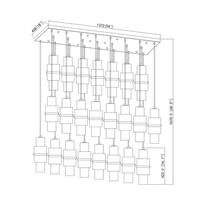 Cayden Linear Chandelier - line drawing.