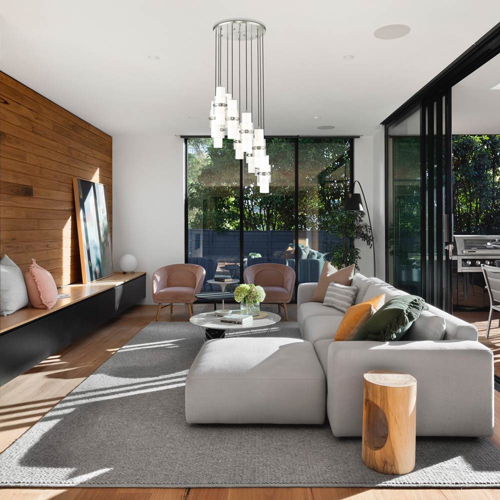 Cayden Round Chandelier in living room.