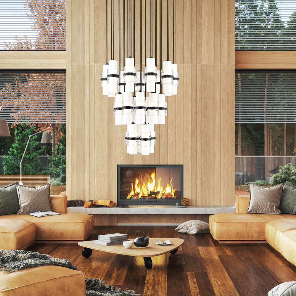 Cayden Round Chandelier in living room.