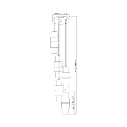 Cayden Round Chandelier - line drawing.