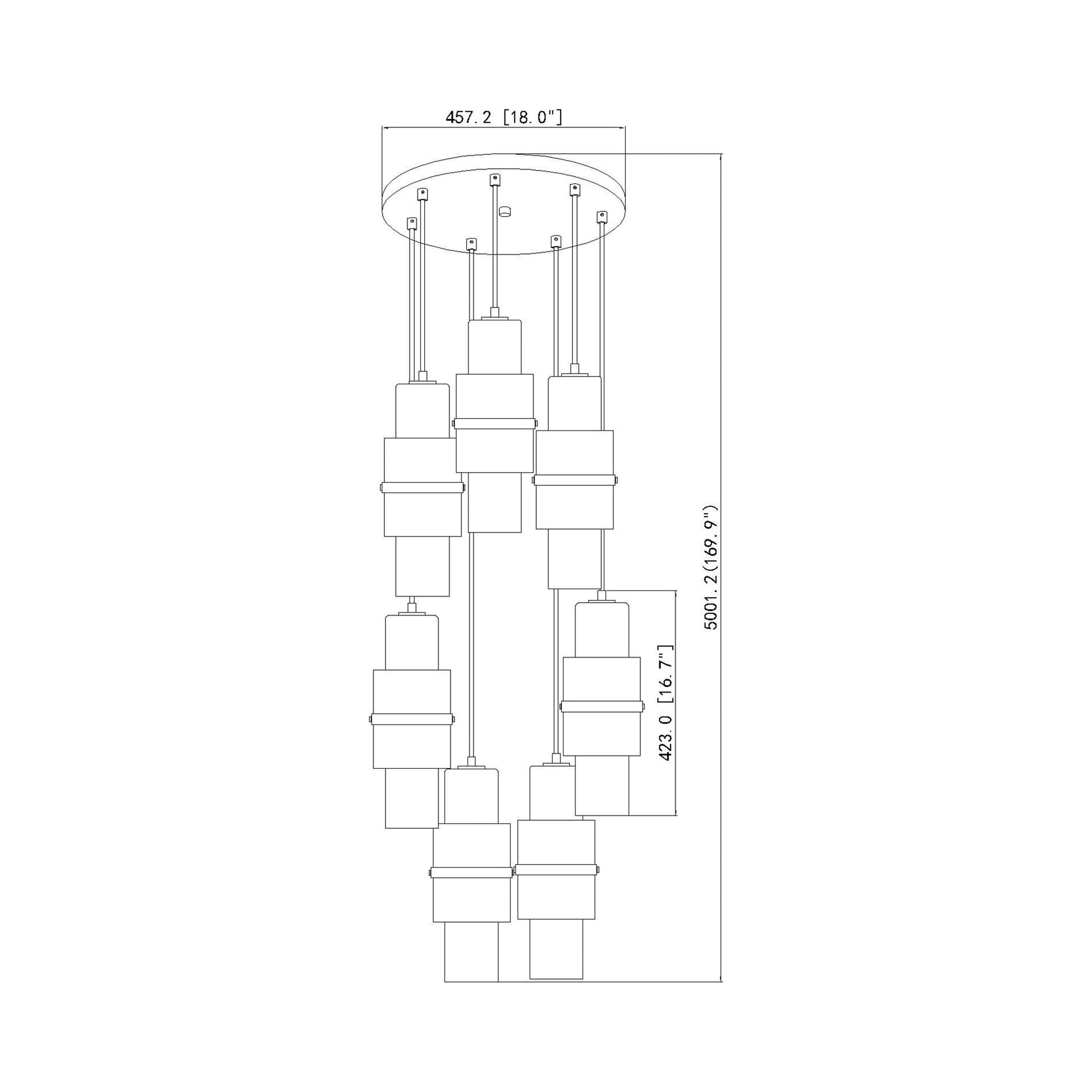 Cayden Round Chandelier - line drawing.