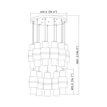 Cayden Round Chandelier - line drawing.