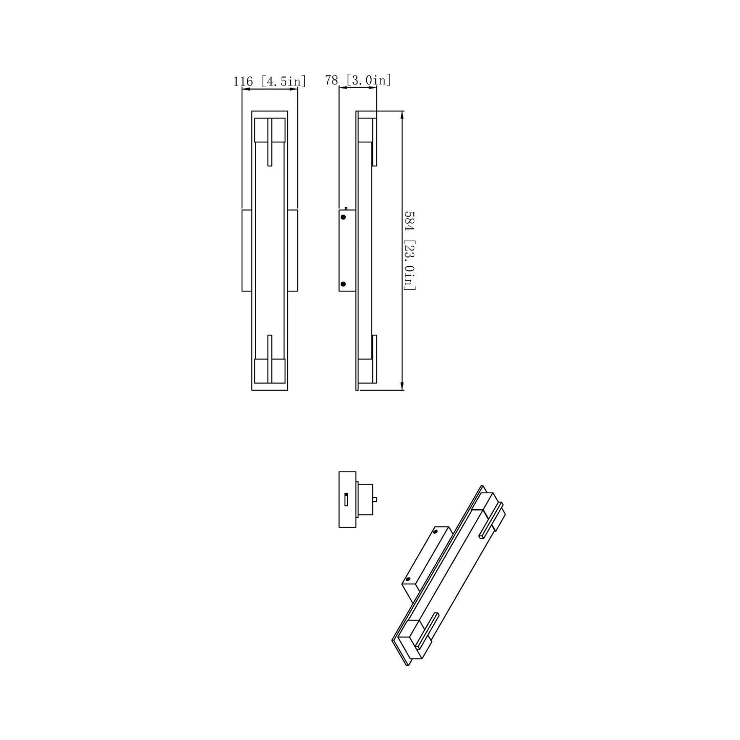 Chase LED Bath Vanity Light - line drawing.