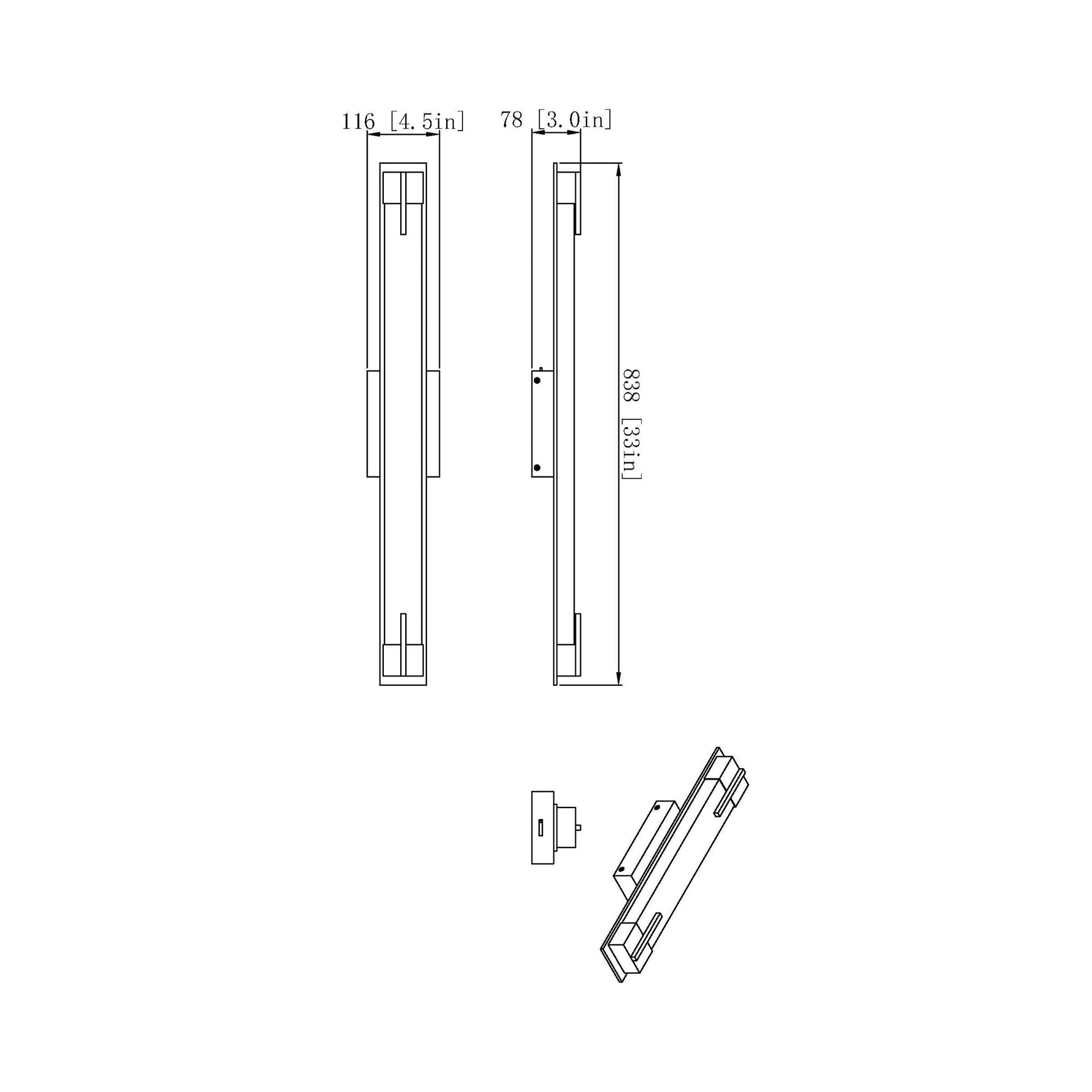 Chase LED Bath Vanity Light - line drawing.