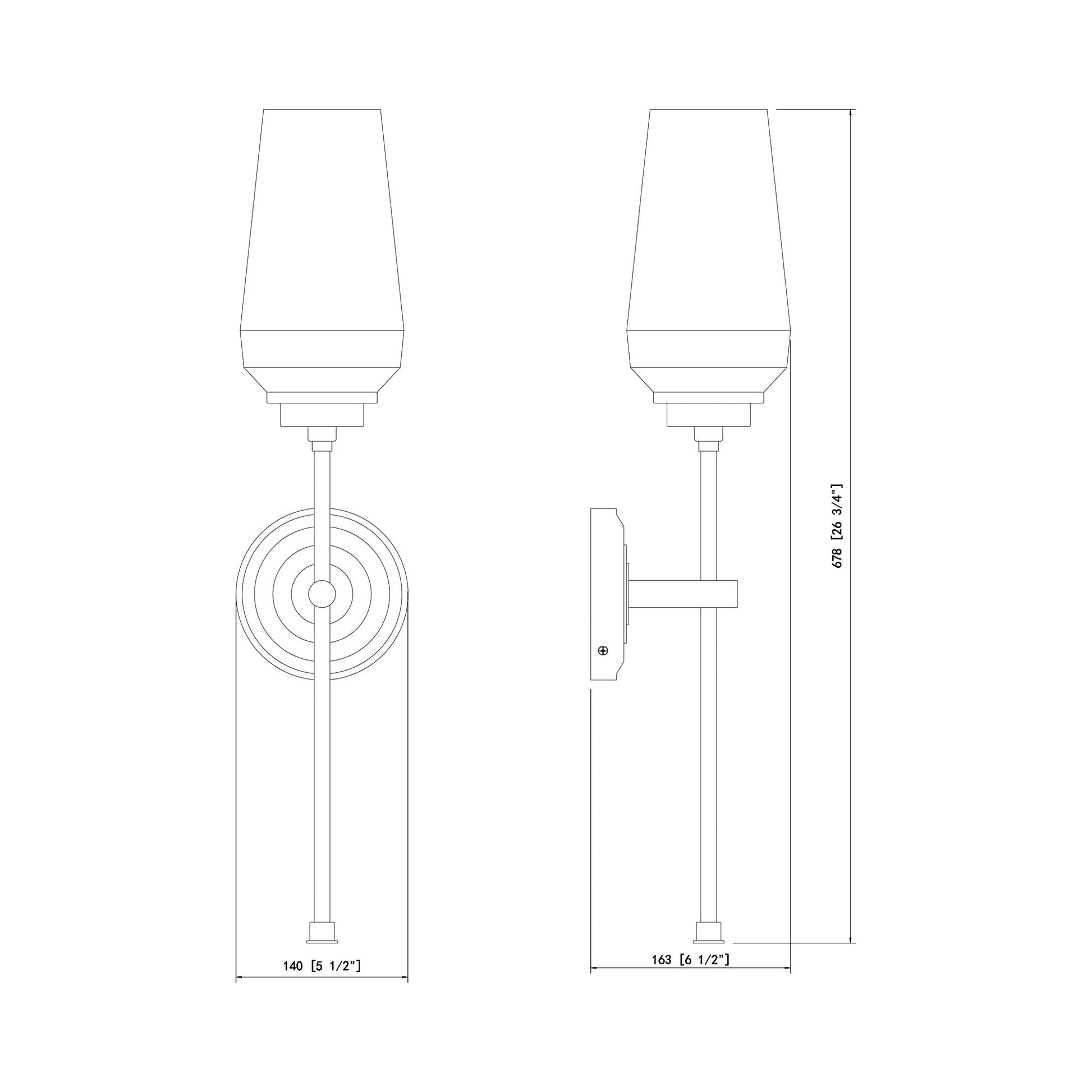 Clara Wall Light - line drawing.
