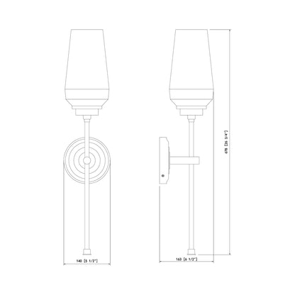 Clara Wall Light - line drawing.
