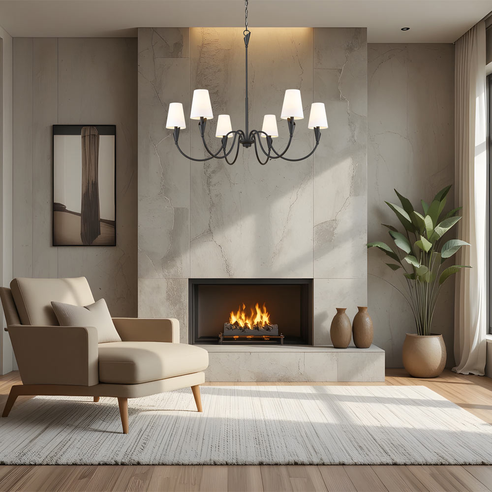 Claudelle Chandelier in living room.