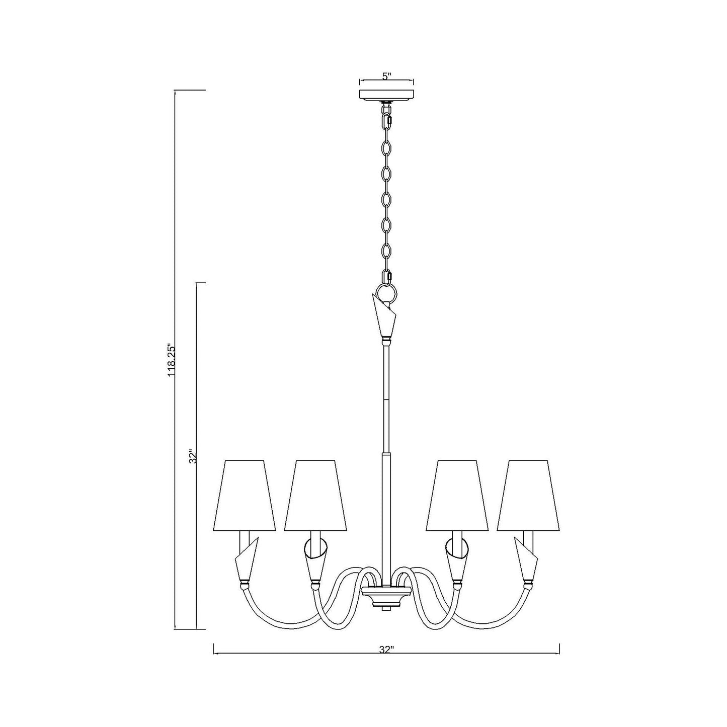 Claudelle Chandelier - line drawing.