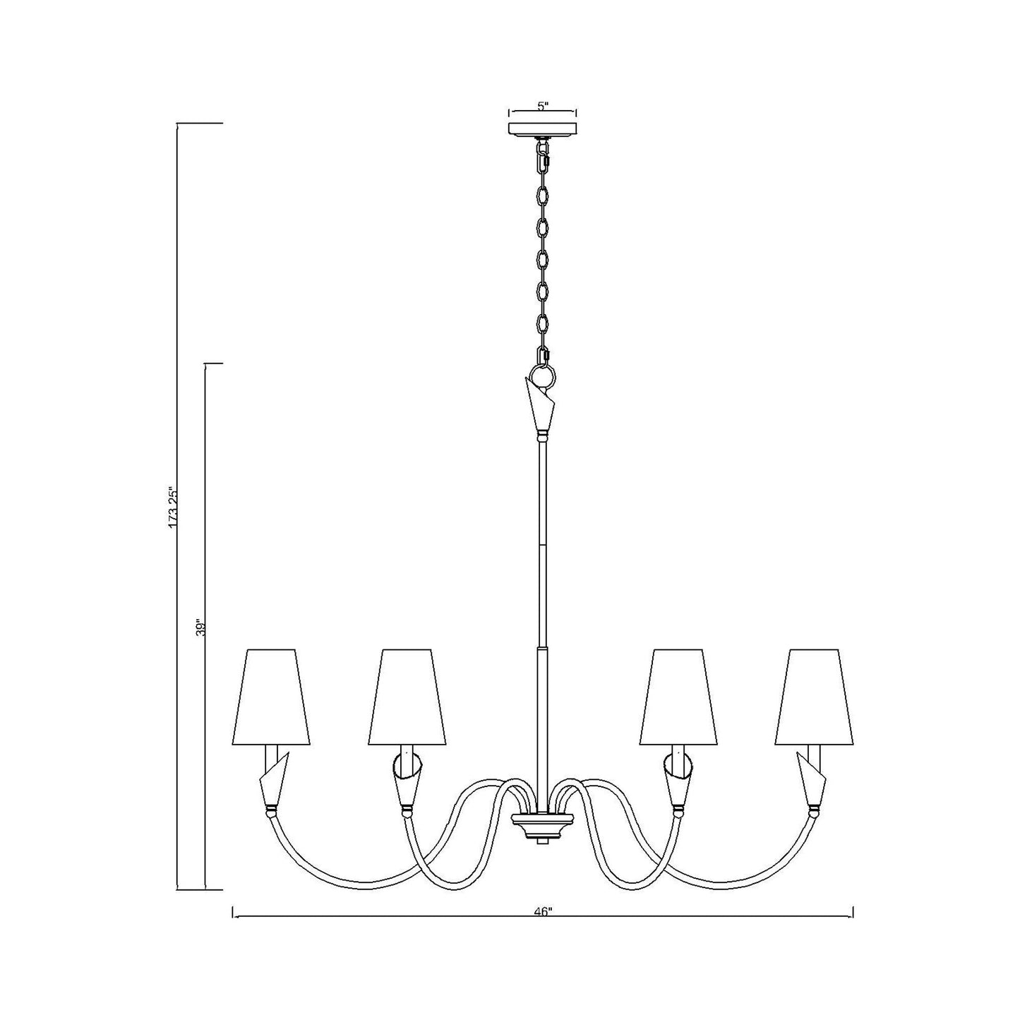 Claudelle Chandelier - line drawing.