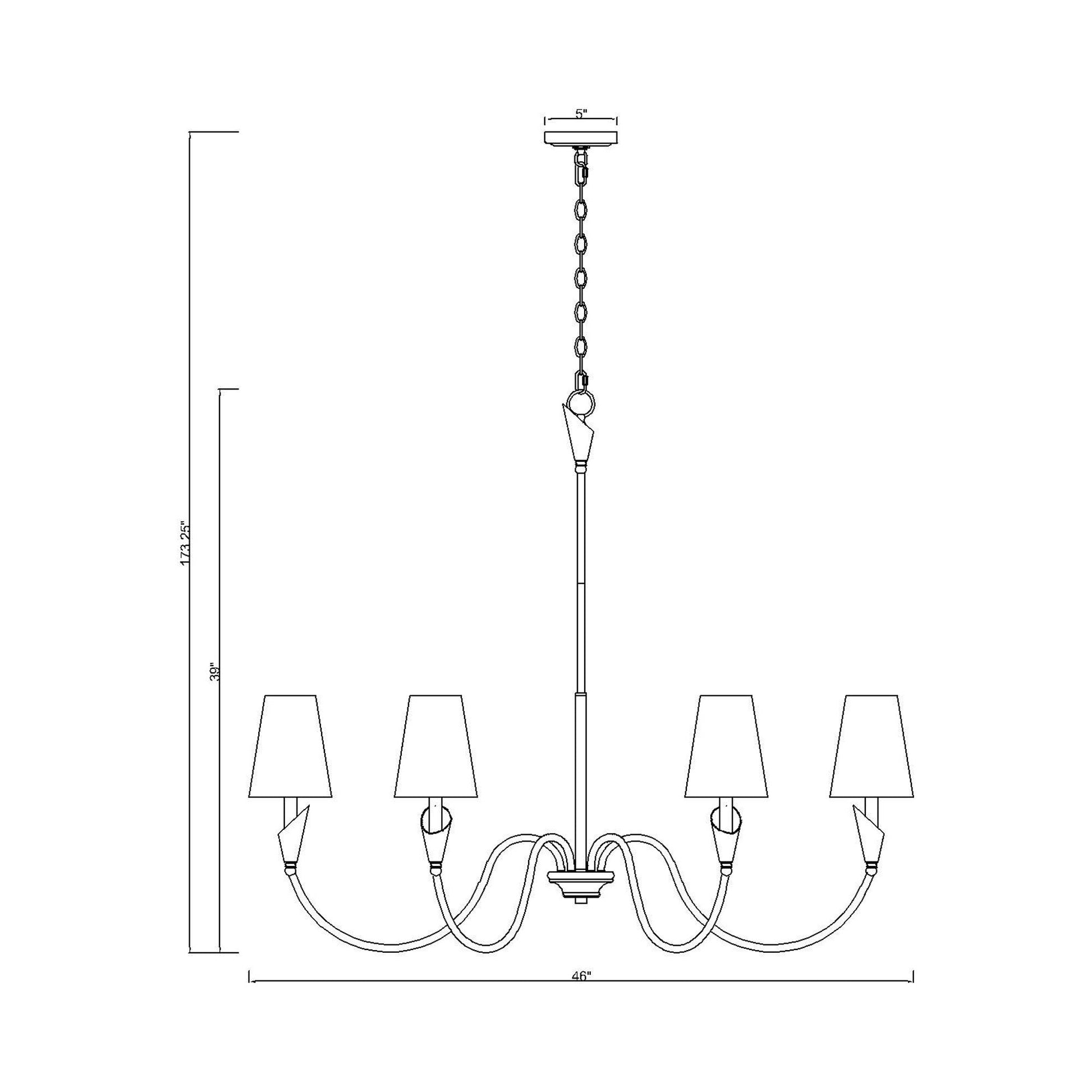 Claudelle Chandelier - line drawing.