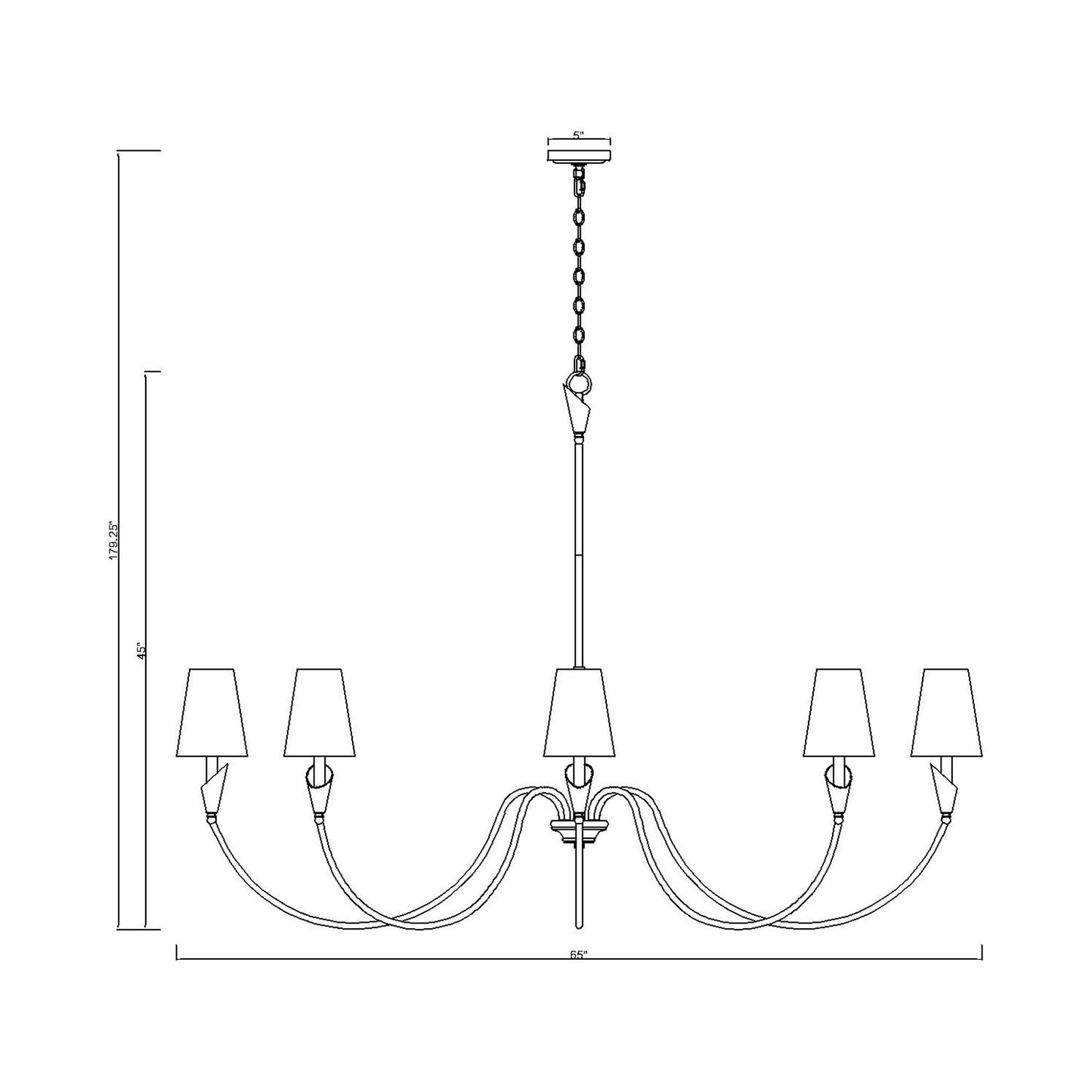 Claudelle Chandelier - line drawing.