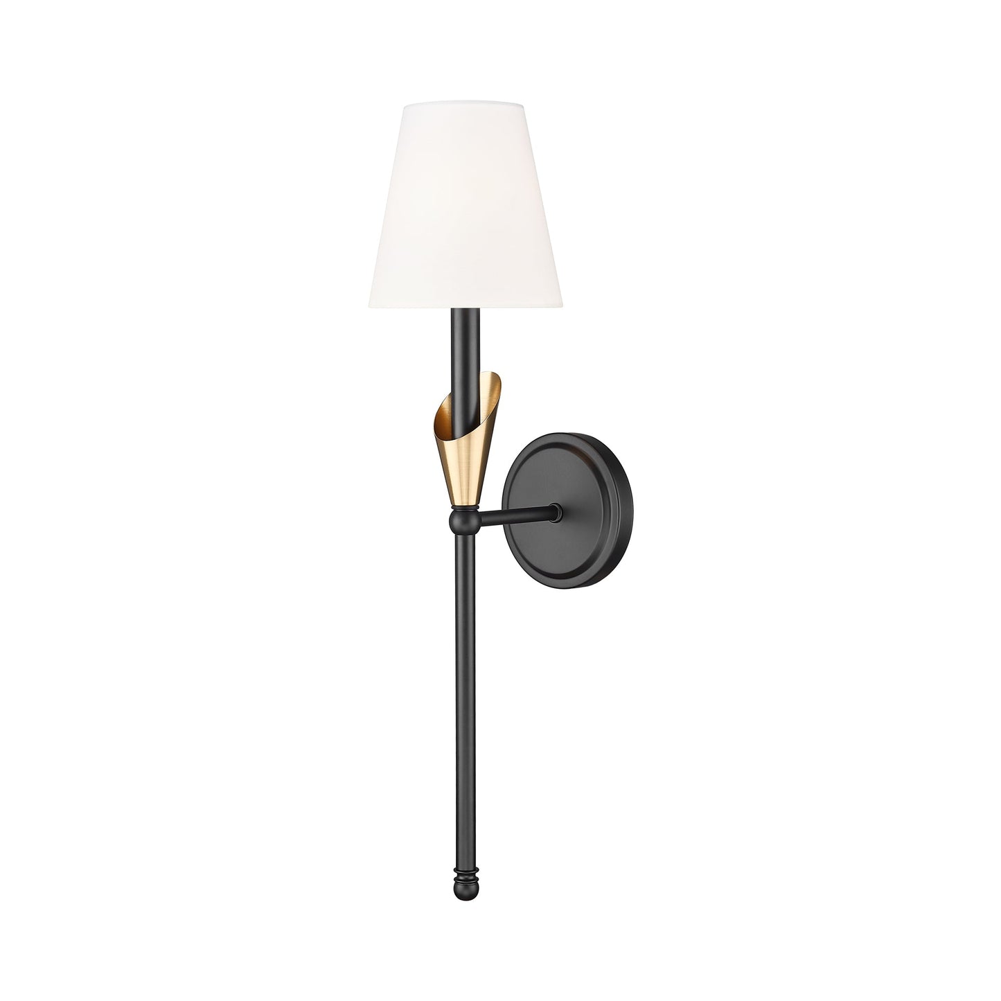 Claudelle Vertical Wall Light in Matte Black/Modern Gold.