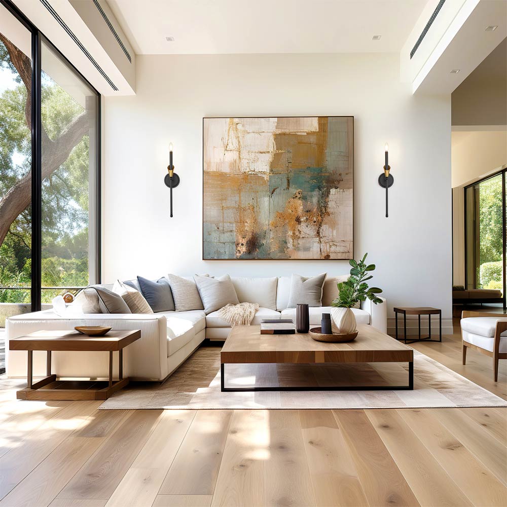 Claudelle Vertical Wall Light in living room.