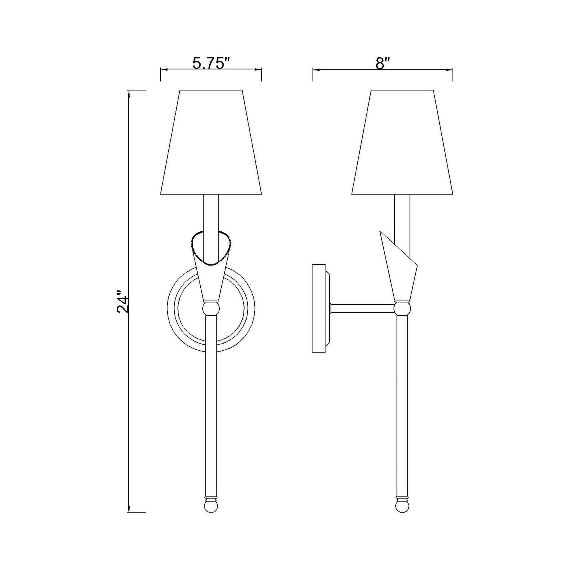 Claudelle Vertical Wall Light - line drawing.
