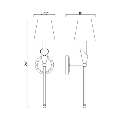 Claudelle Vertical Wall Light - line drawing.