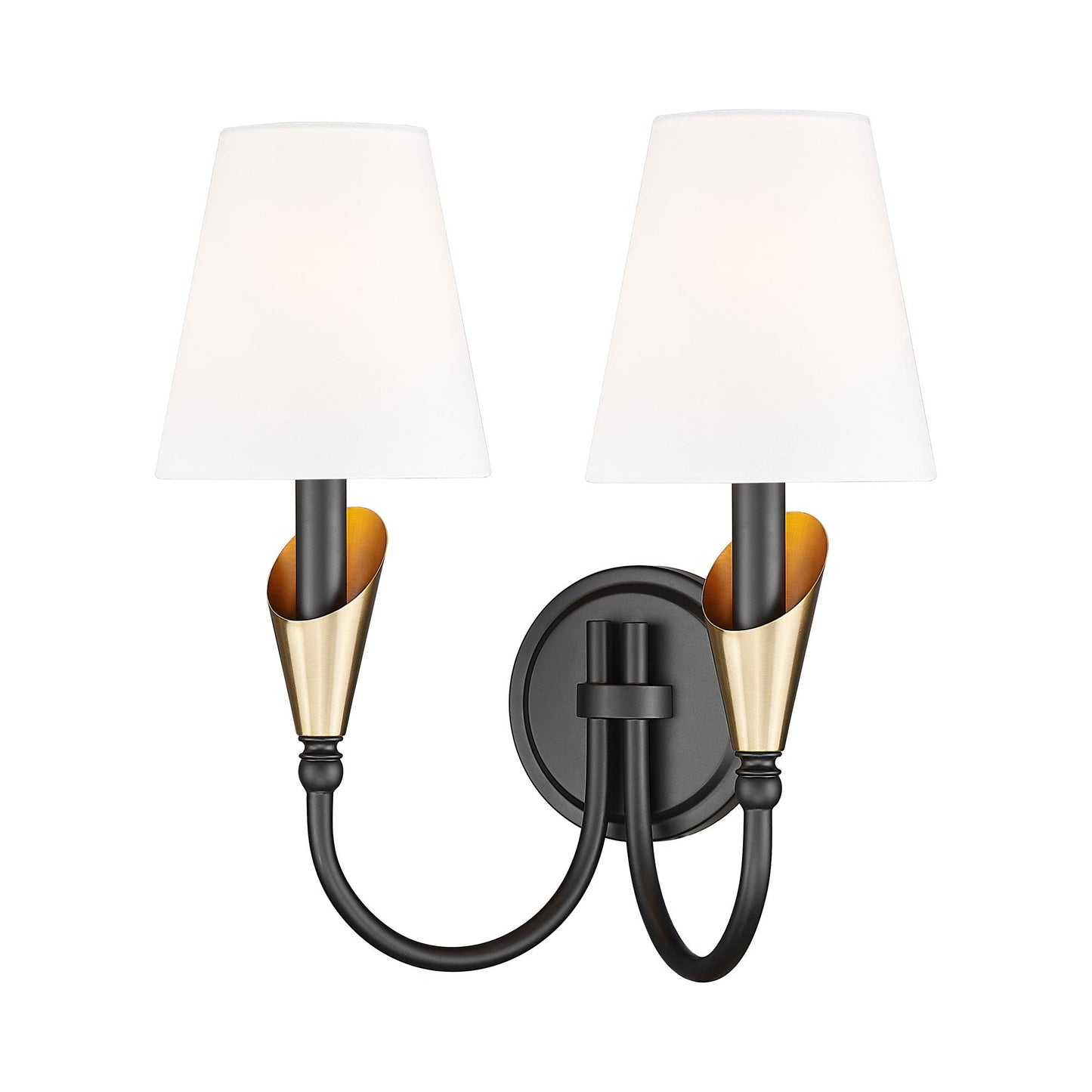 Claudelle Wall Light in Matte Black/Modern Gold (2-Light).