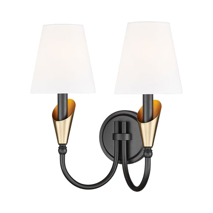 Claudelle Wall Light in Matte Black/Modern Gold (2-Light).
