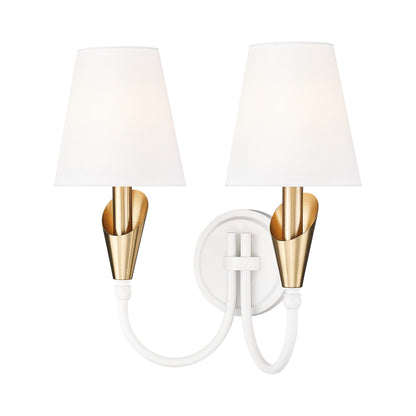Claudelle Wall Light in Textured White/Modern Gold (2-Light).