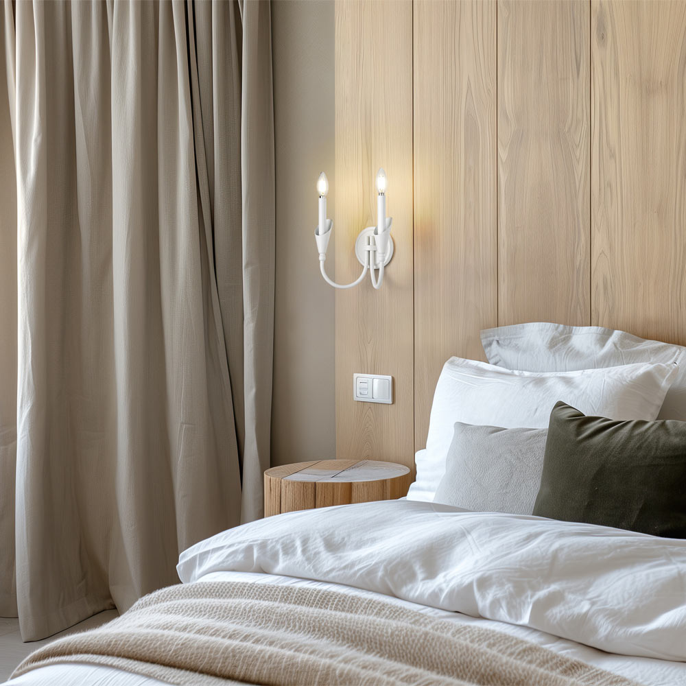 Claudelle Wall Light in bedroom.