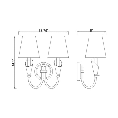 Claudelle Wall Light - line drawing.