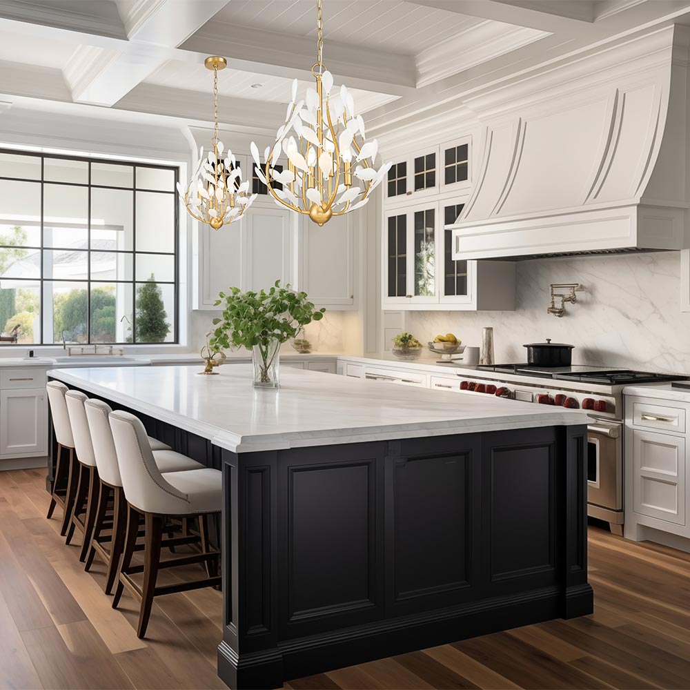 Claudine Chandelier in kitchen.